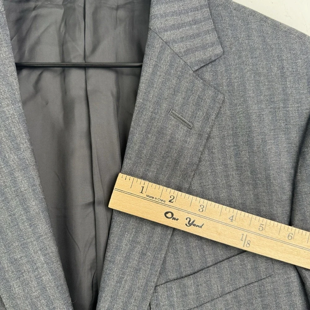 Z Zegna Sport Coat Mens 40R Gray Wool Shadow Stripe Blazer Made in Italy‎ Drop8